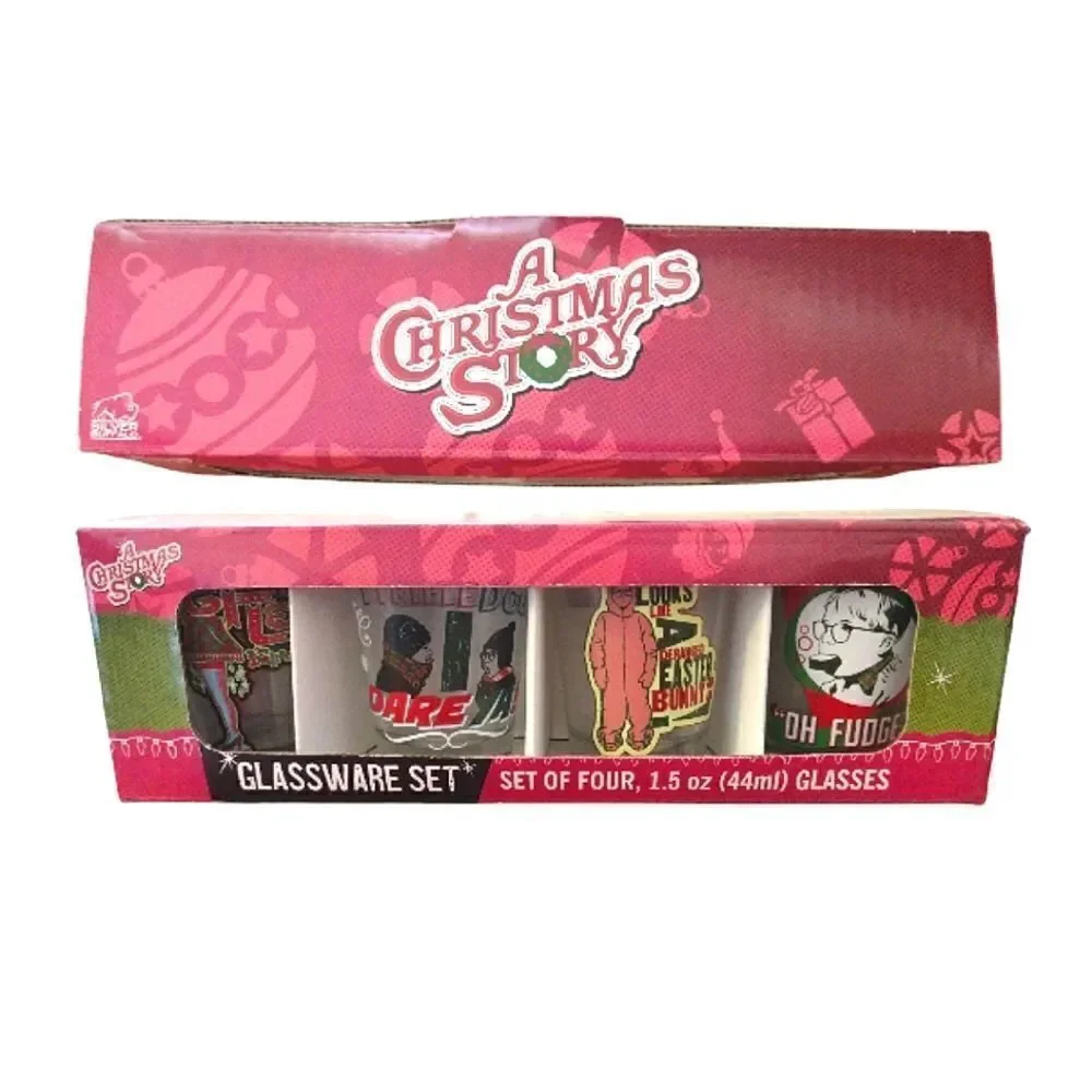 A Christmas Story Printed 1.5oz Glassware Shot Glasses Set Of 4 NWT